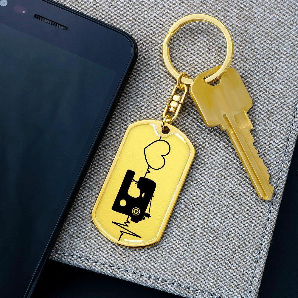 Quilter's Delight: Unique Personalized Dog Tag Keychain Celebrating the Love for Sewing
