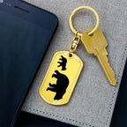Papa Bear with Cub Engraved Dog Tag Keychain