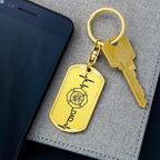 Firefighter Dad Heartbeat Dog Tag Keychain – Personalized Gift for Firefighter Fathers | Durable Steel with Optional Engraving
