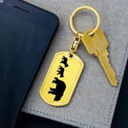 Papa Bear with Two Cubs Personalized Engraved Dog Tag Keychain