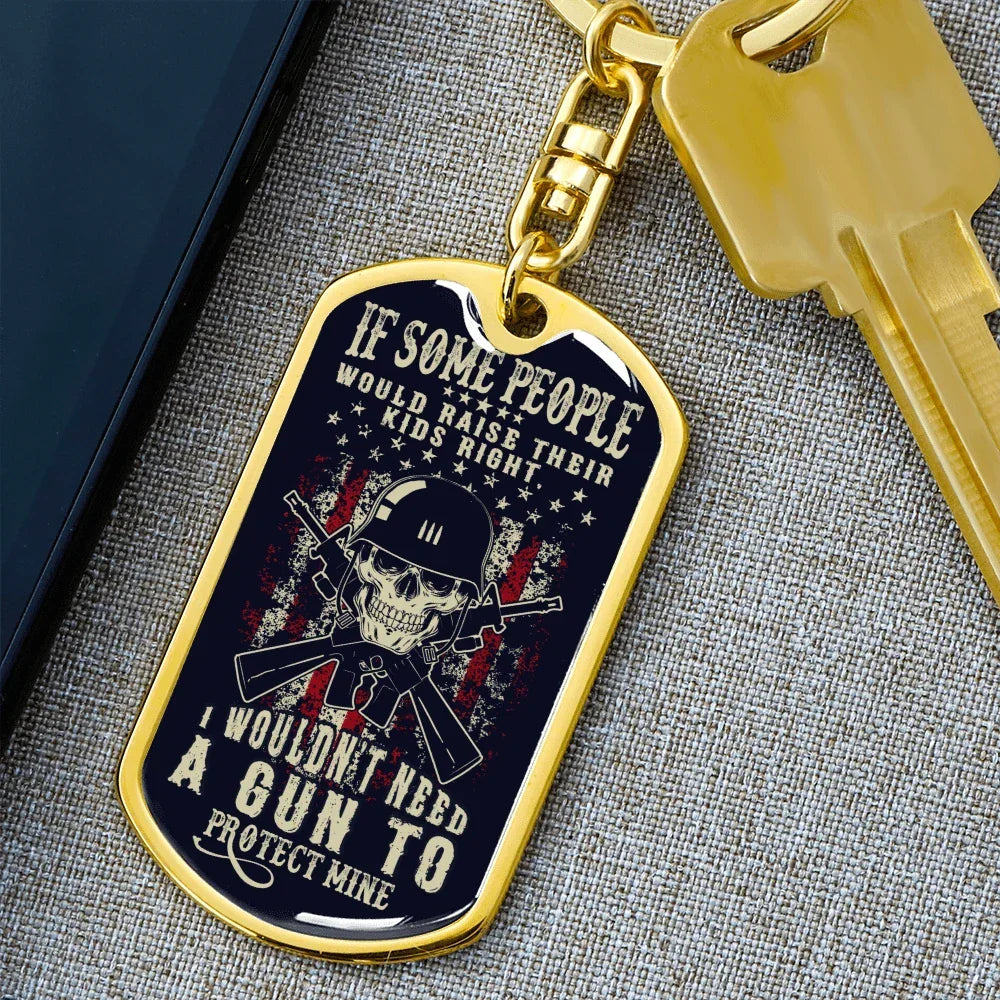 Graphic Patriotic Keychain - Protect the Kids