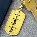 Football Heartbeat Personalized Engraved Dog Tag Keychain