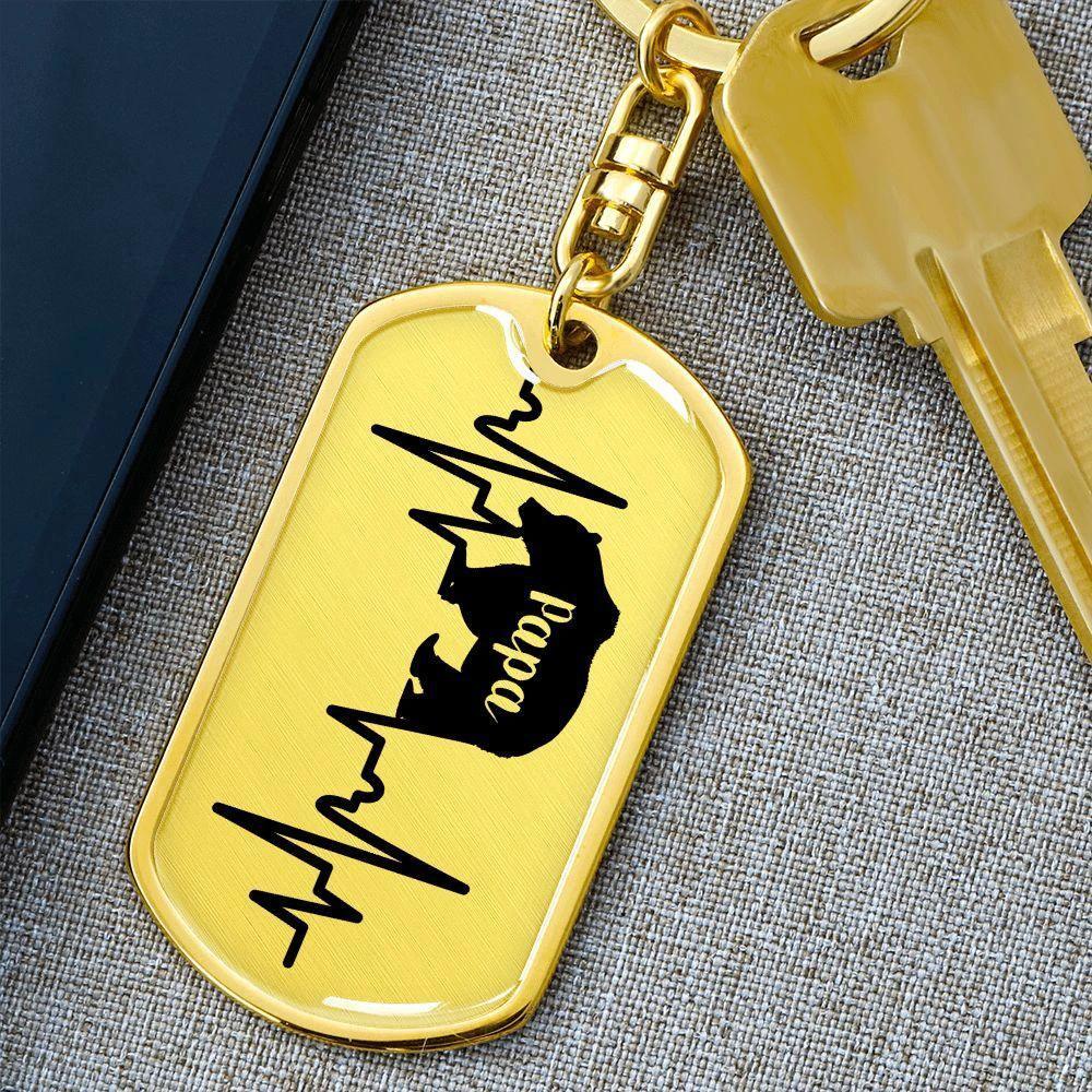 Papa Bear Personalized Engraved Dog Tag Keychain