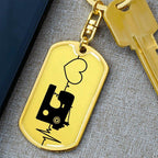 Quilter's Delight: Unique Personalized Dog Tag Keychain Celebrating the Love for Sewing