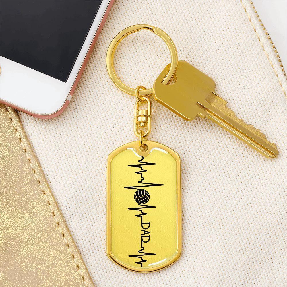 Volleyball Dad Personalized Engraved Dog Tag Keychain