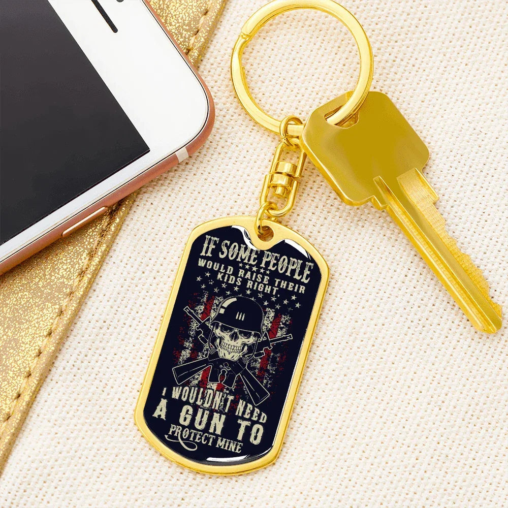 Graphic Patriotic Keychain - Protect the Kids