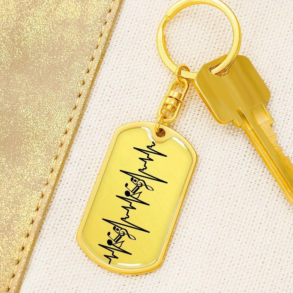 Music Notes Personalized Engraved Dog Tag Keychain