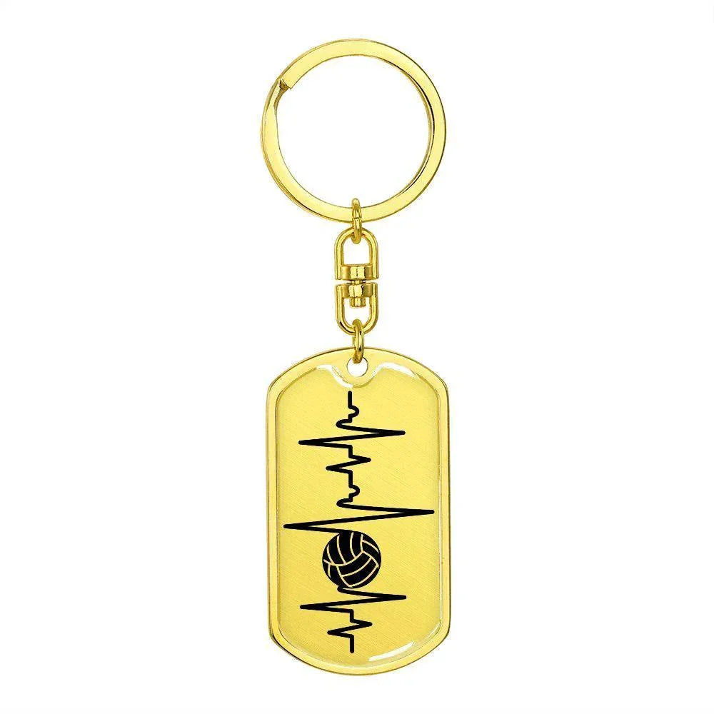 Volleyball Heartbeat Personalized Engraved Dog Tag Keychain