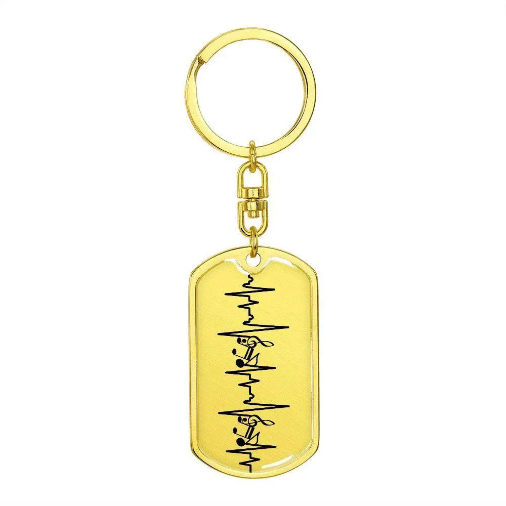 Music Notes Personalized Engraved Dog Tag Keychain