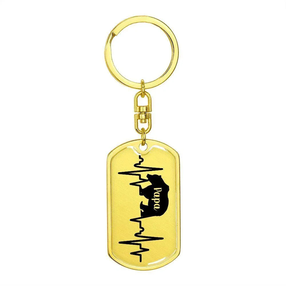 Papa Bear Personalized Engraved Dog Tag Keychain