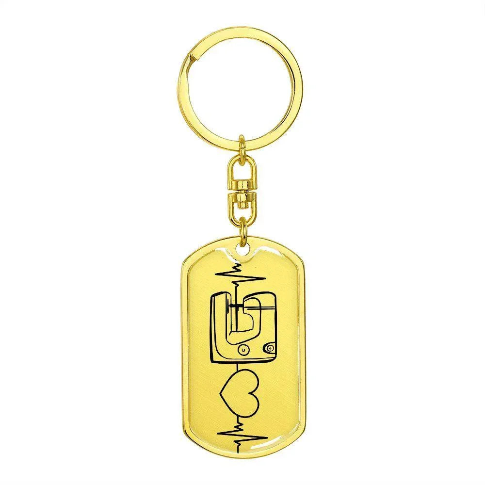 Sewing Quilting Love Personalized Engraved Dog Tag Keychain