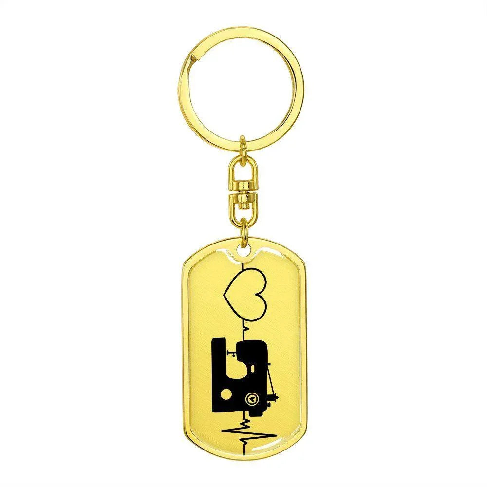 Quilter's Delight: Unique Personalized Dog Tag Keychain Celebrating the Love for Sewing