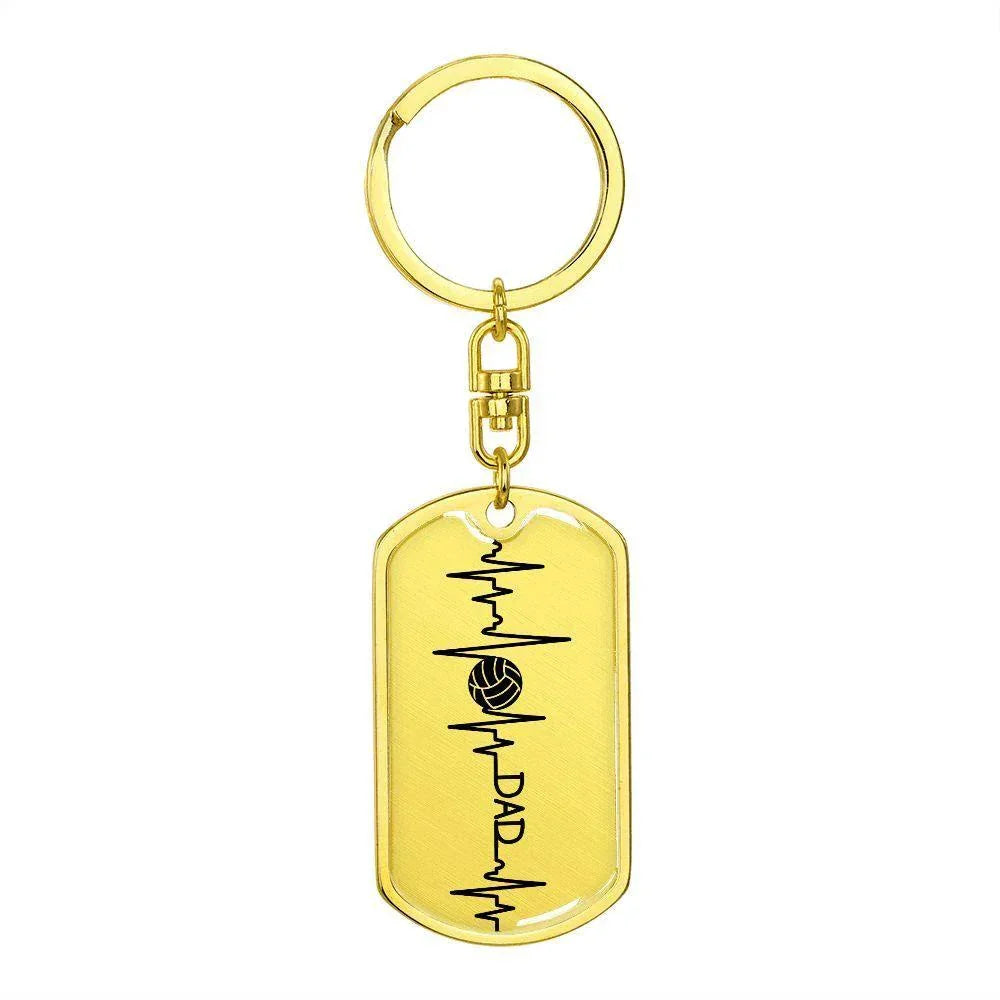 Volleyball Dad Personalized Engraved Dog Tag Keychain