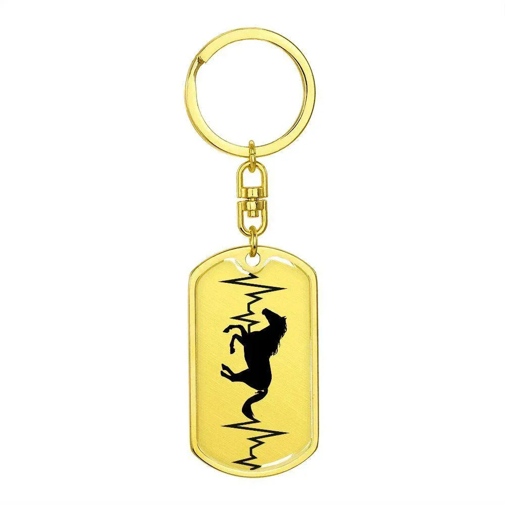 Horse Heartbeat Personalized Engraved Dog Tag Keychain