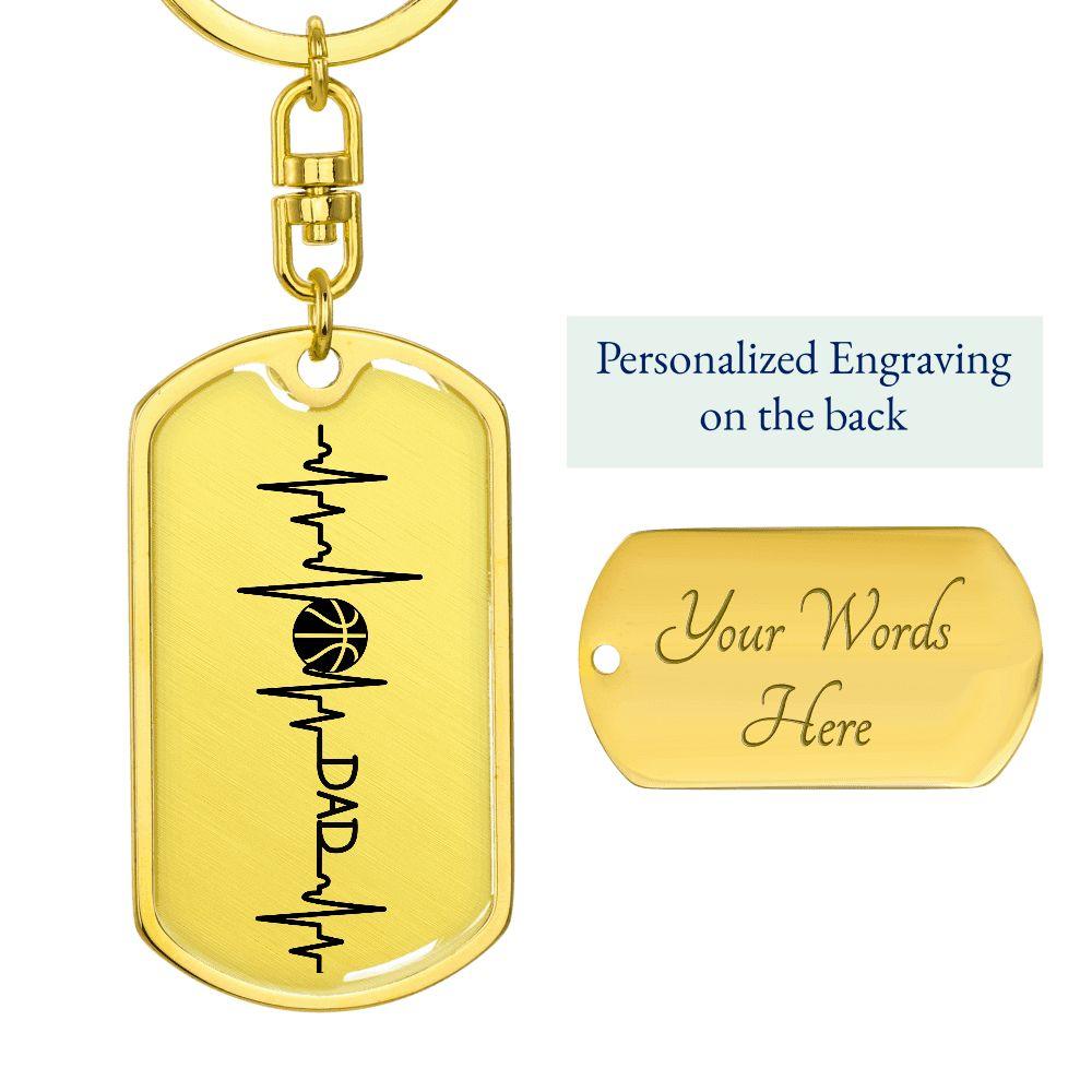 Gift for Dad Basketball Personalized Dog Tag Keychain - Mallard Moon Gift Shop