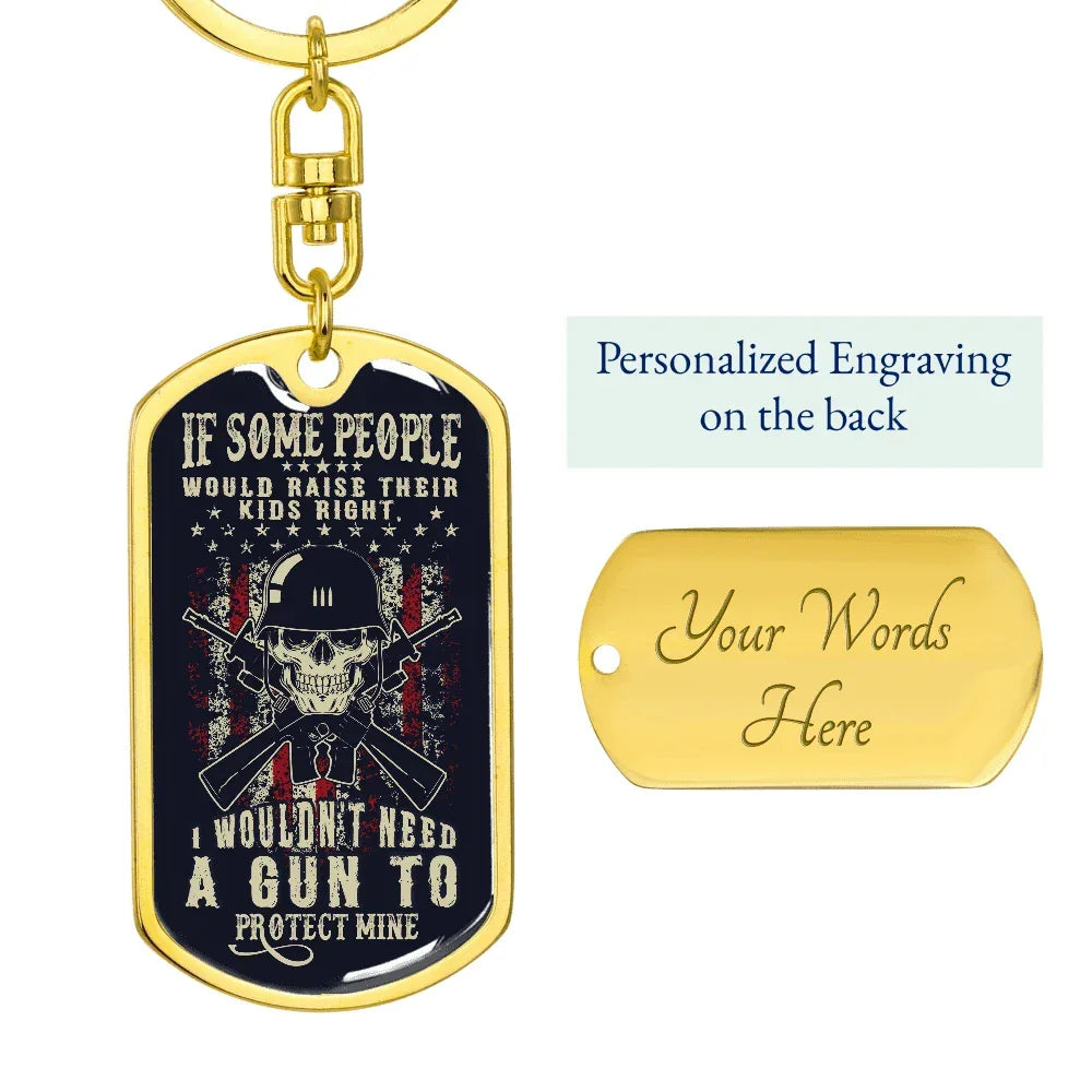 Graphic Patriotic Keychain - Protect the Kids