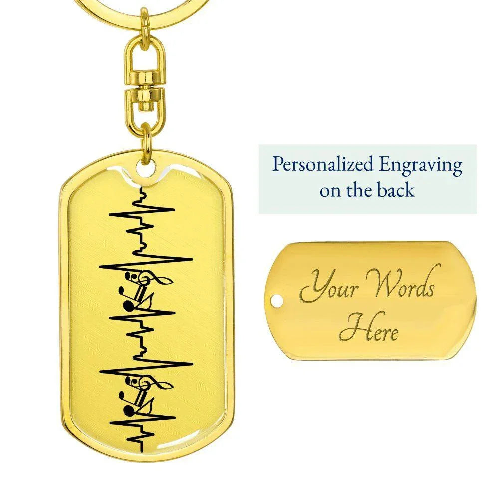 Music Notes Personalized Engraved Dog Tag Keychain