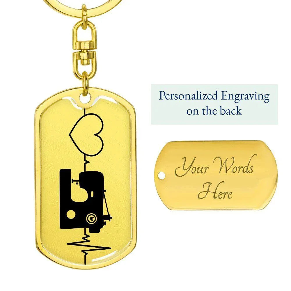 Quilter's Delight: Unique Personalized Dog Tag Keychain Celebrating the Love for Sewing