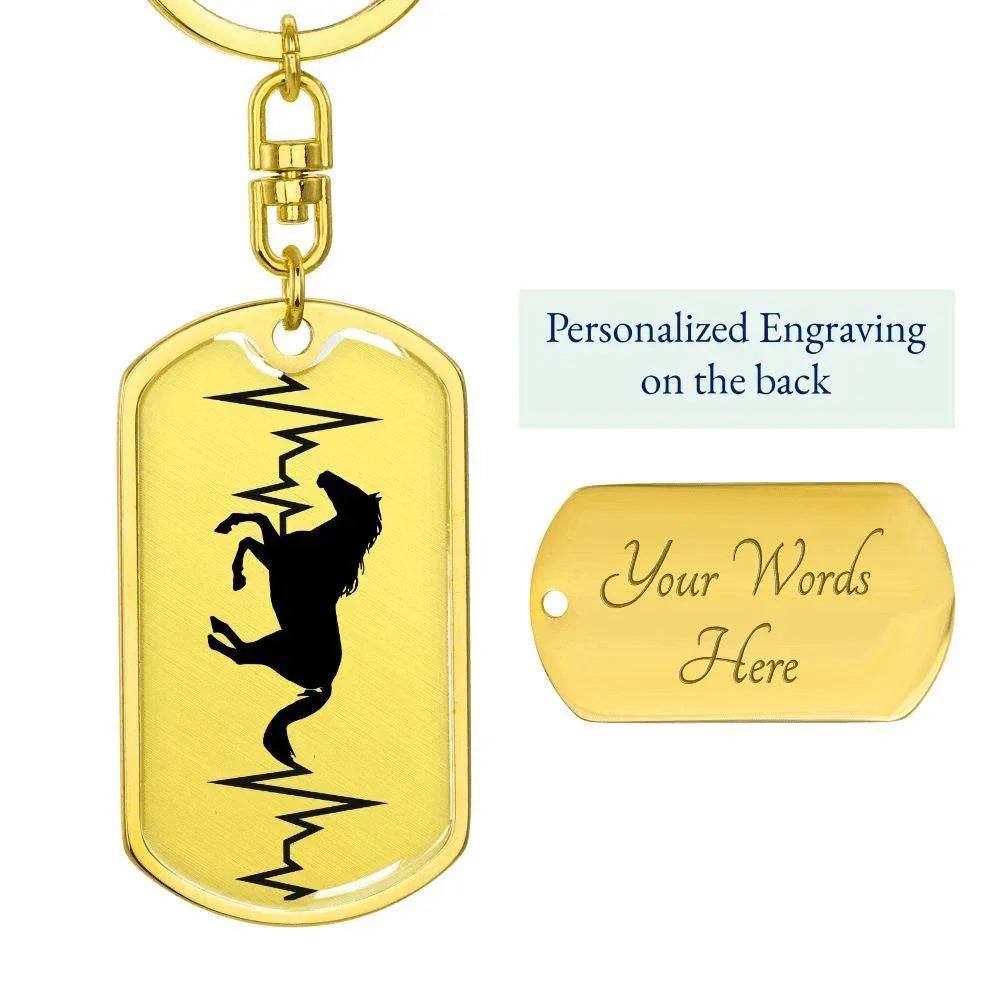 Horse Heartbeat Personalized Engraved Dog Tag Keychain