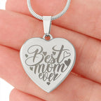 To My Mother - Best Mom Ever - Engraved Heart Necklace