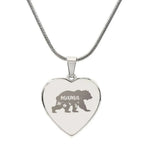 Mama Bear Engraved Heart Necklace