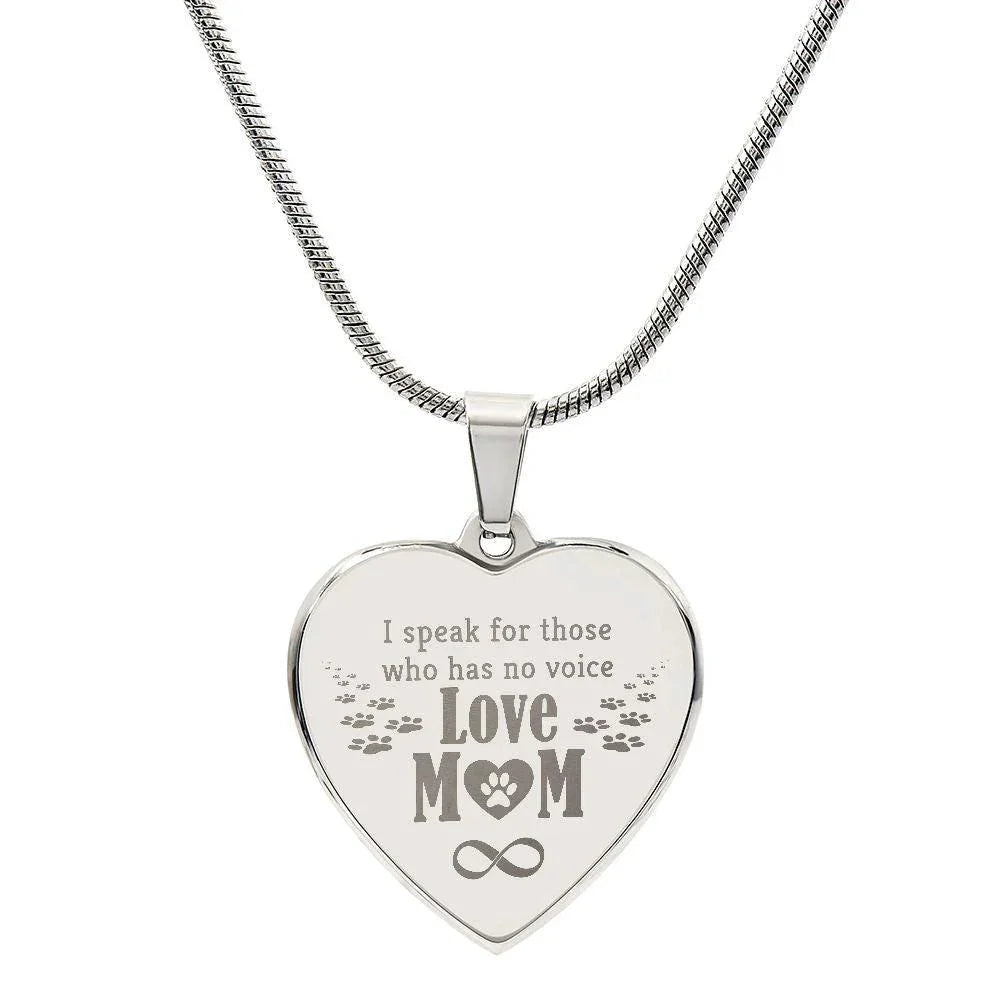 Dog Mom Engraved Heart Necklace