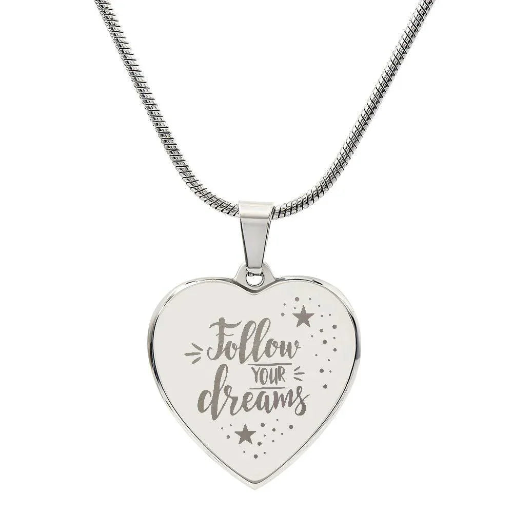 Follow Your Dreams Personalized Engraved Heart Necklace
