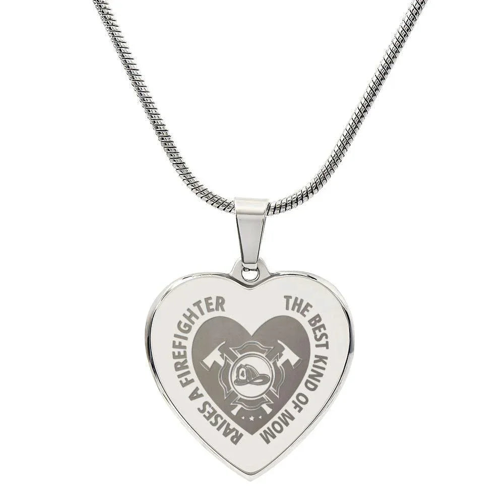 Gift for Firefighter Mother Engraved Heart Necklace