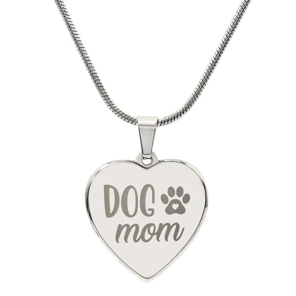 Dog Mom Personalized Engraved Heart Necklace