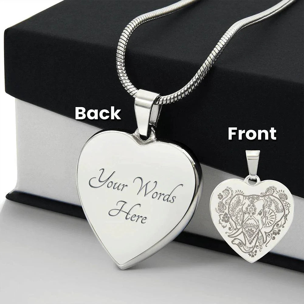 Elephant Mandela Engraved Heart Necklace