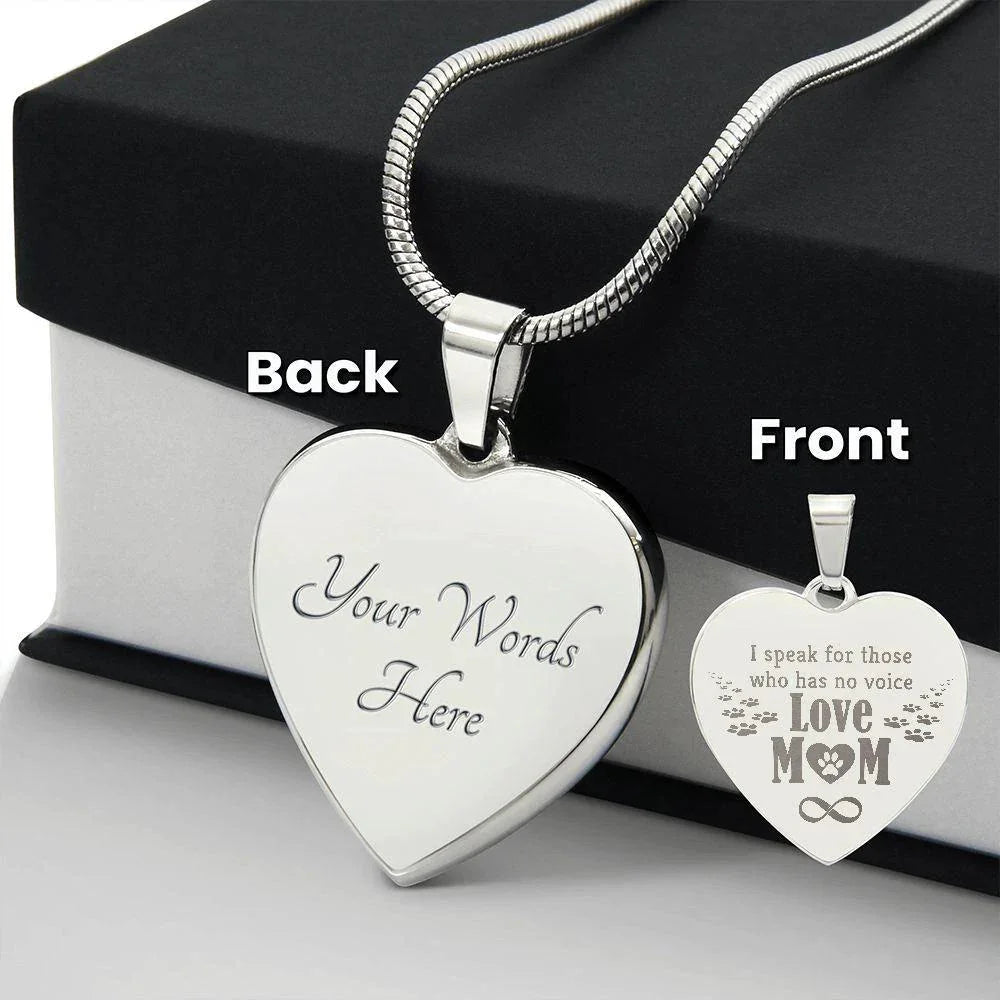 Dog Mom Engraved Heart Necklace