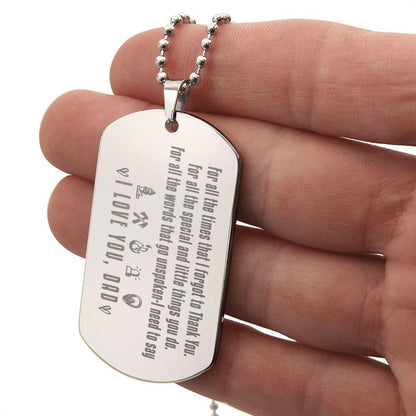 To My Firefighter Dad Engraved Dog Tag Necklace - Mallard Moon Gift Shop