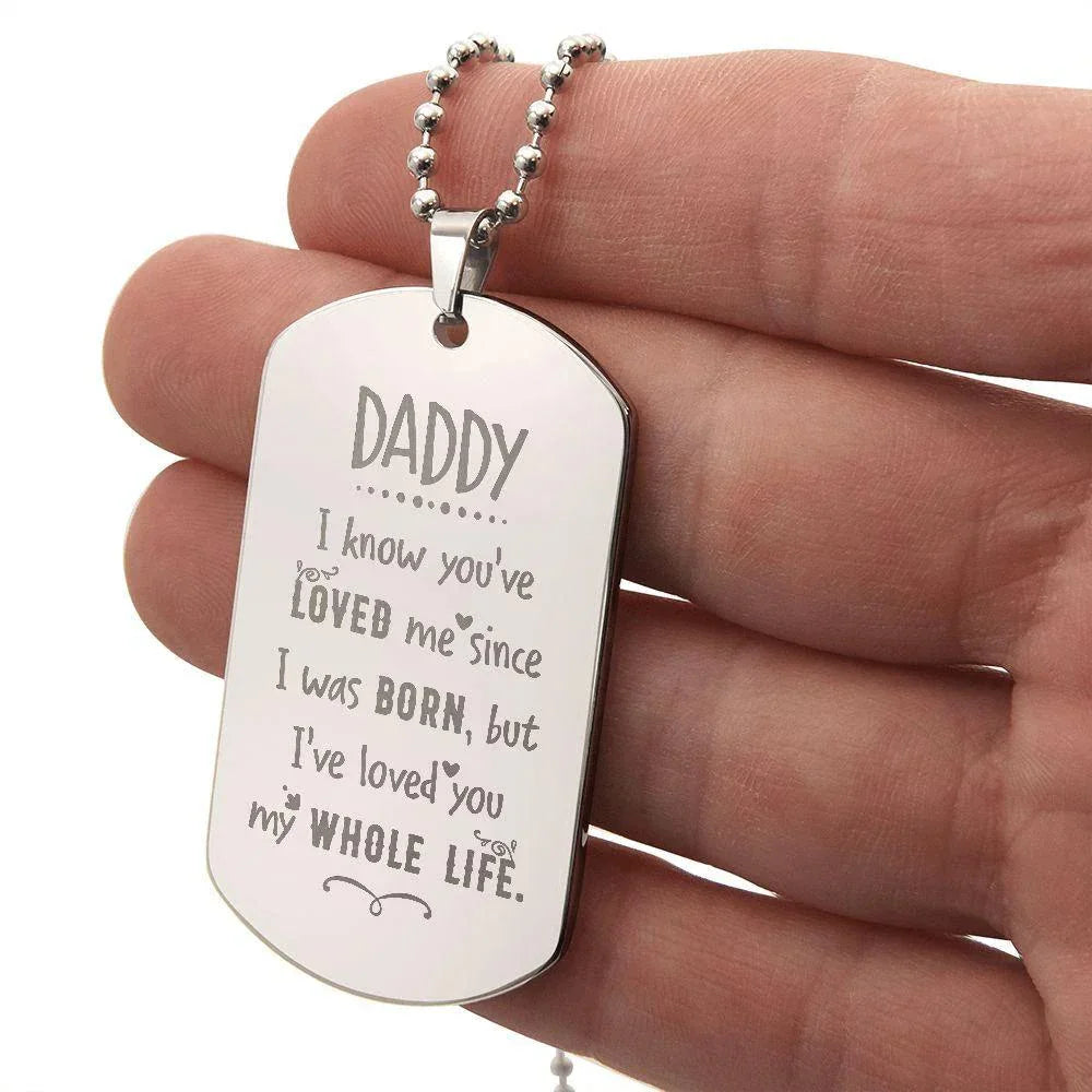 Gift For Dad Engraved Dog Tag Necklace