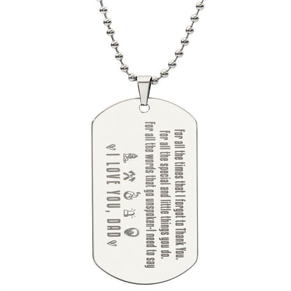 To My Firefighter Dad Engraved Dog Tag Necklace - Mallard Moon Gift Shop