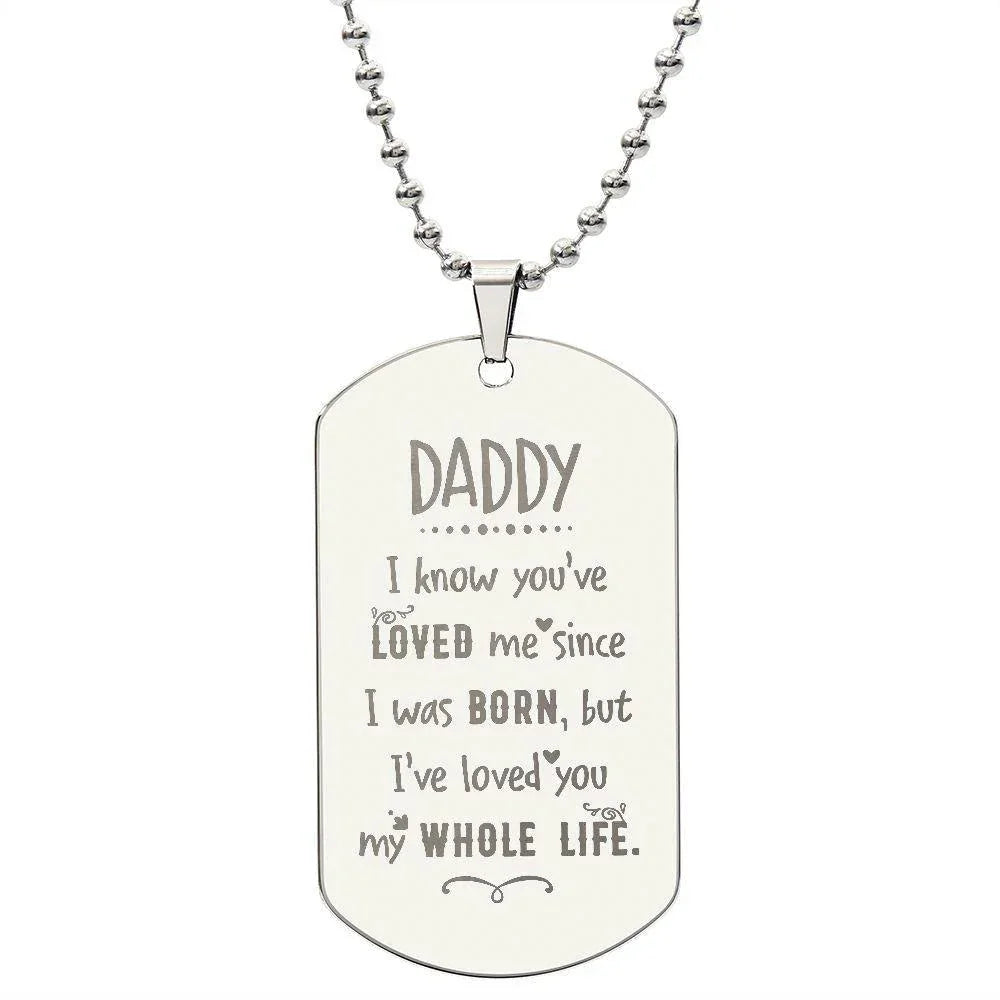 Gift For Dad Engraved Dog Tag Necklace