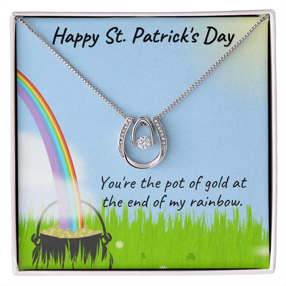 Happy St. Patrick's Day Gift - Pot of Gold - Lucky in Love Necklace