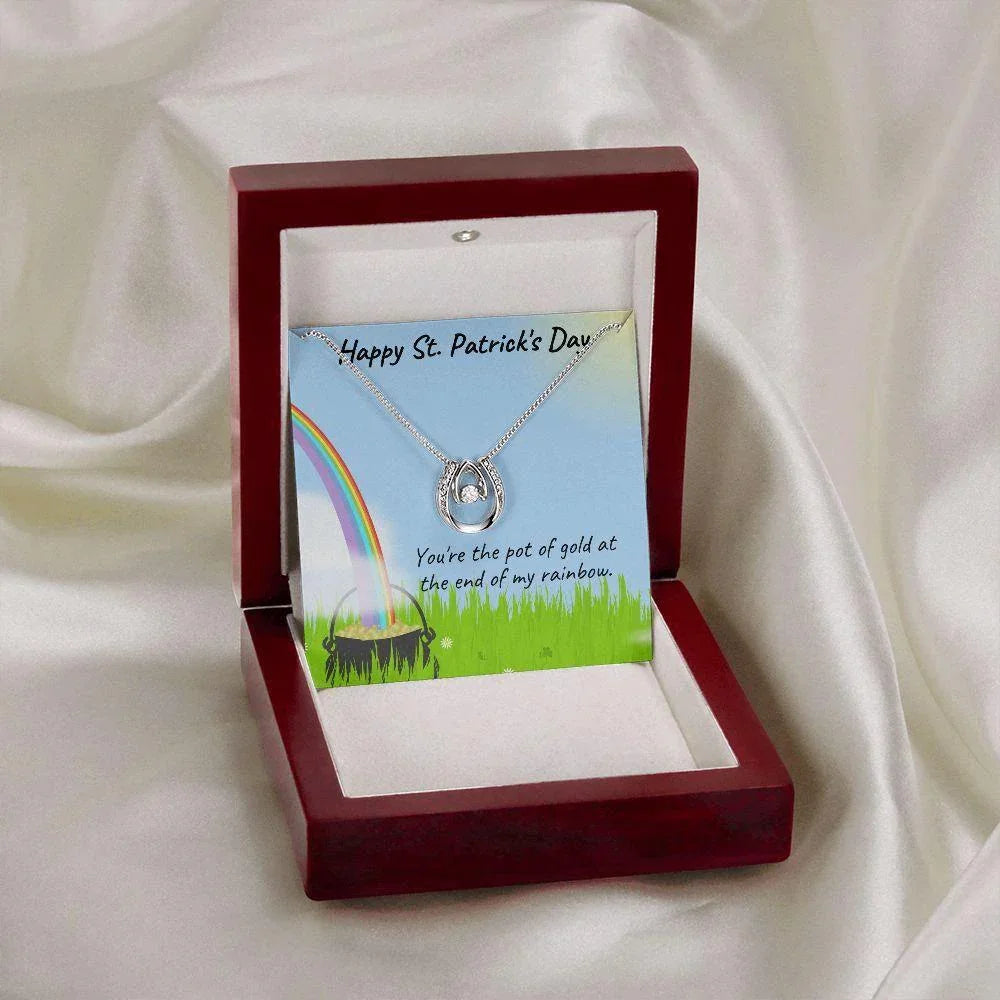 Happy St. Patrick's Day Gift - Pot of Gold - Lucky in Love Necklace