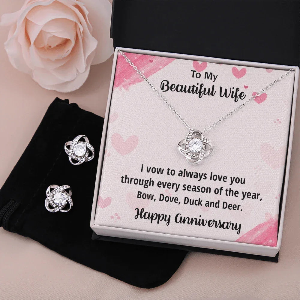 Anniversary Gift for Beautiful Wife from a Hunter Husband CZ Necklace and Earring Set