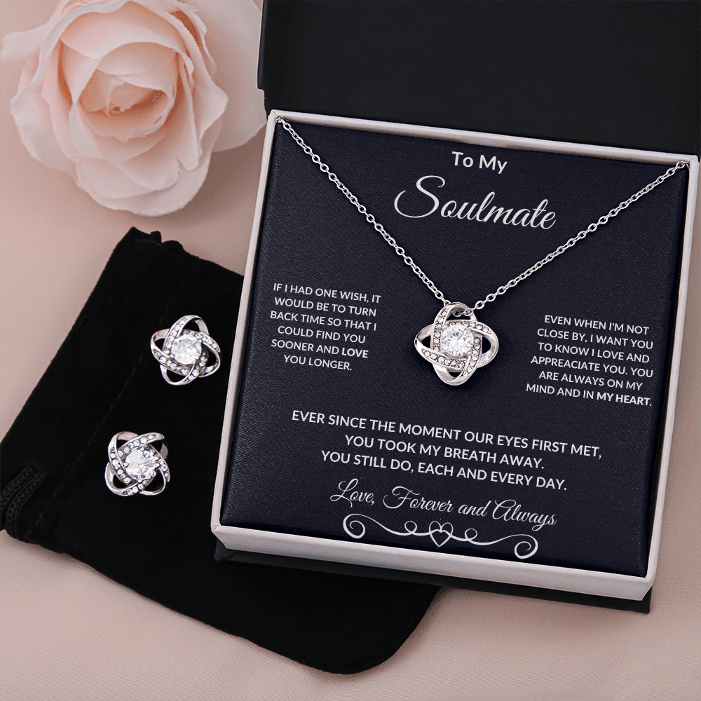 To My Soulmate Love Forever and Always Necklace and Earring Gift Set - Mallard Moon Gift Shop