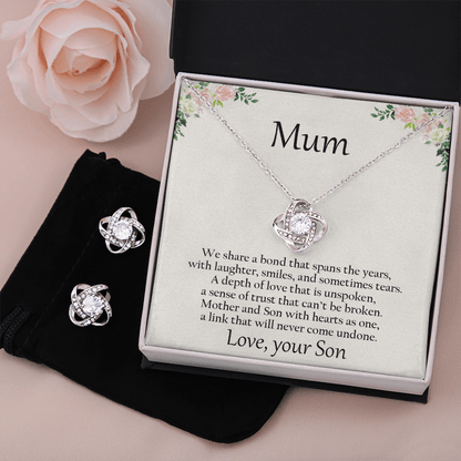 Gift for Mum from Son CZ Pendant Necklace Earring Set with Gift Box - Mallard Moon Gift Shop
