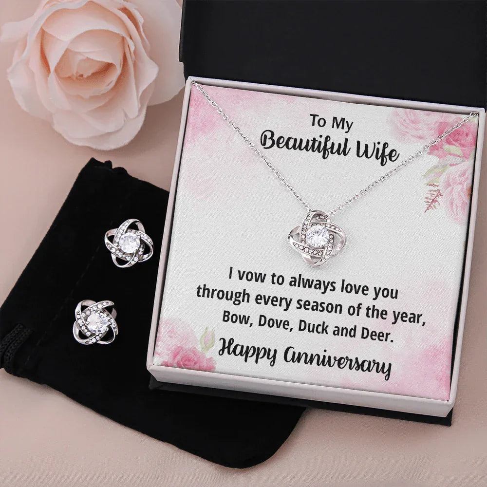 Anniversary Gift for Wife from a Hunter Husband CZ Necklace and Earring Set