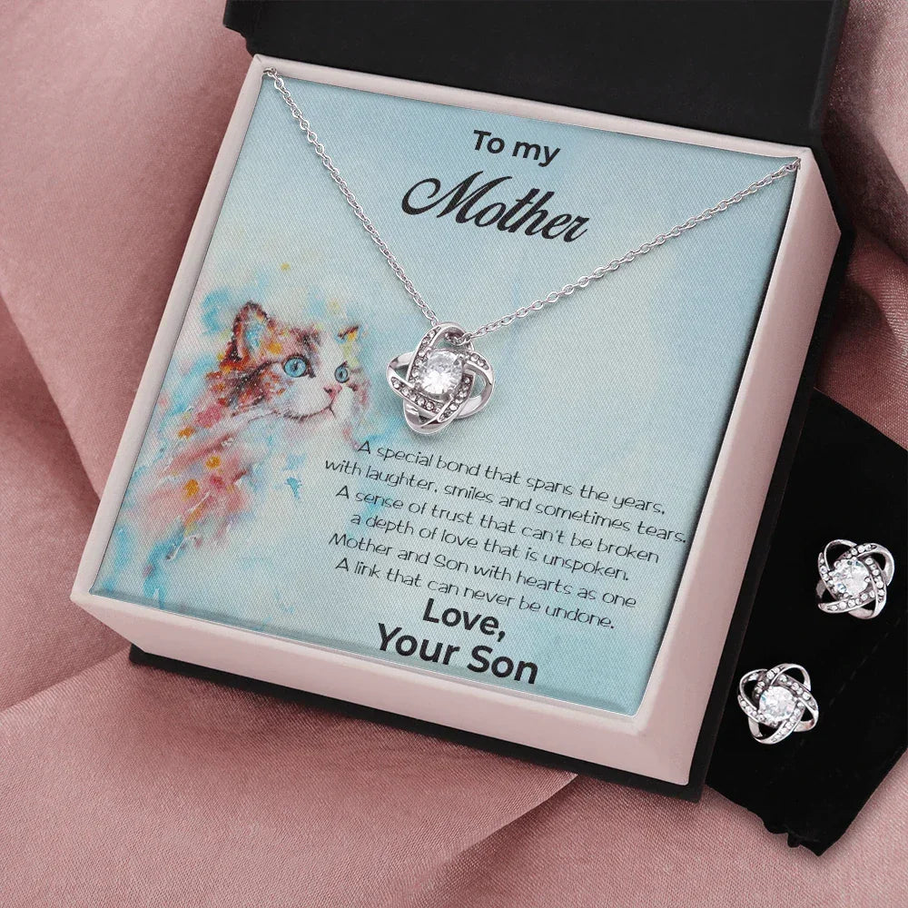 Gift for Mom from Son CZ Pendant Necklace Earring Set