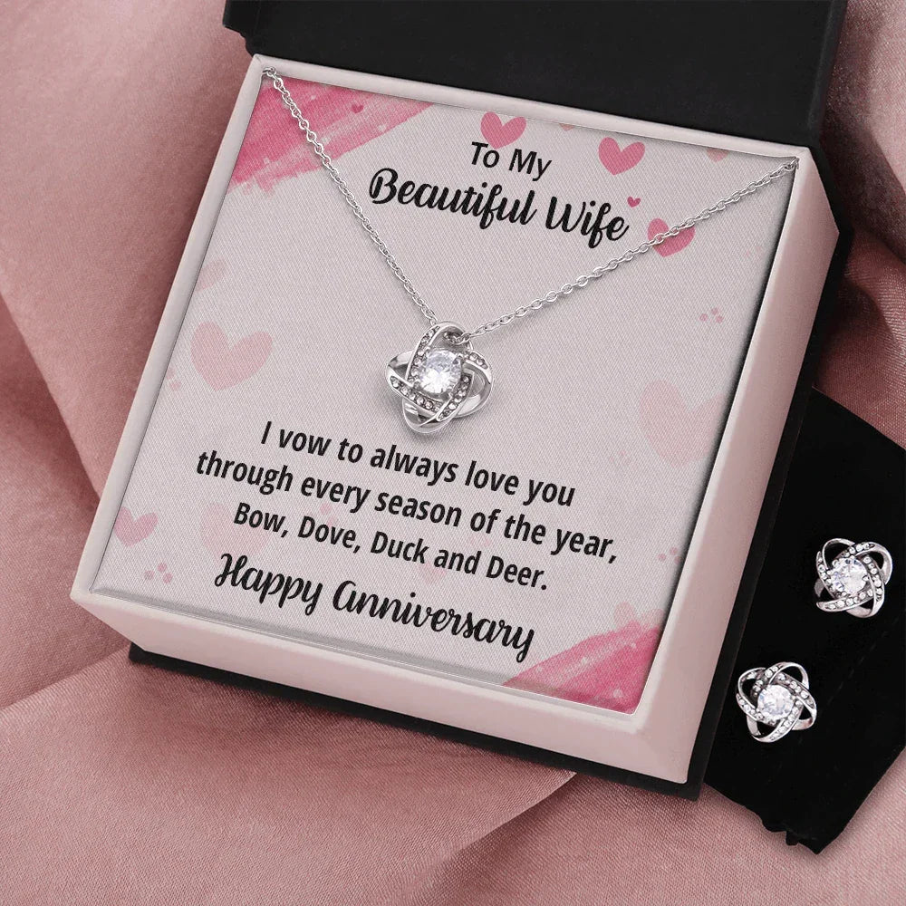 Anniversary Gift for Beautiful Wife from a Hunter Husband CZ Necklace and Earring Set
