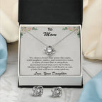 Gift for Mom from Daughter CZ Pendant Necklace and Earring Set