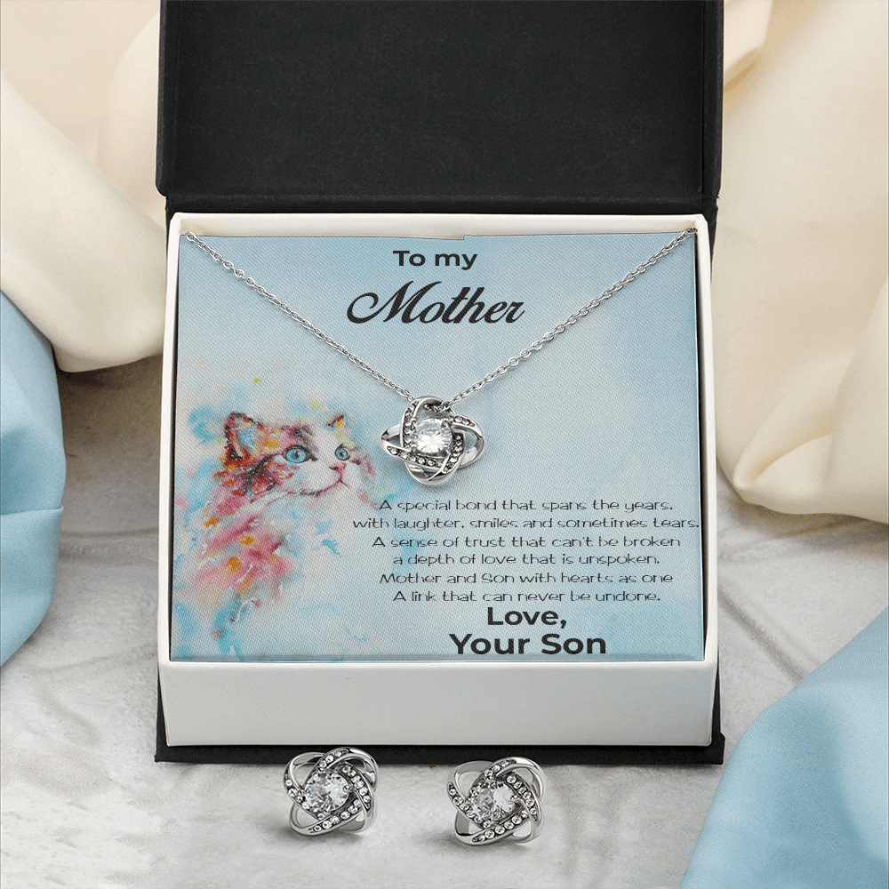 Gift for Mom from Son CZ Pendant Necklace Earring Set - Mallard Moon Gift Shop