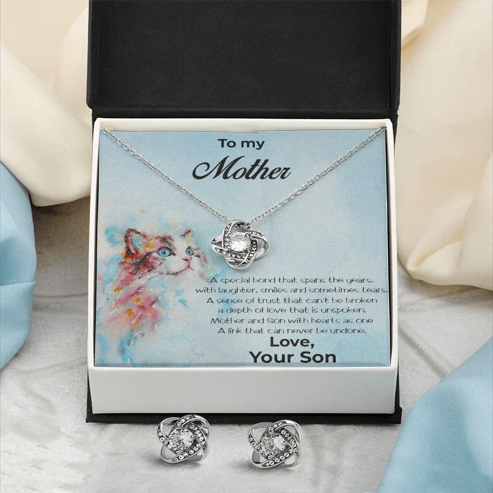 Gift for Mom from Son CZ Pendant Necklace Earring Set