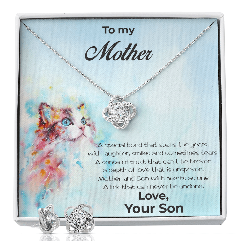 Gift for Mom from Son CZ Pendant Necklace Earring Set - Mallard Moon Gift Shop