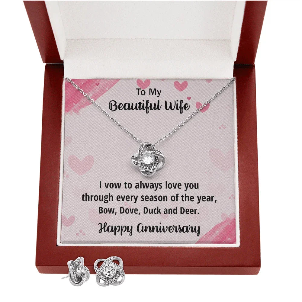 Anniversary Gift for Beautiful Wife from a Hunter Husband CZ Necklace and Earring Set