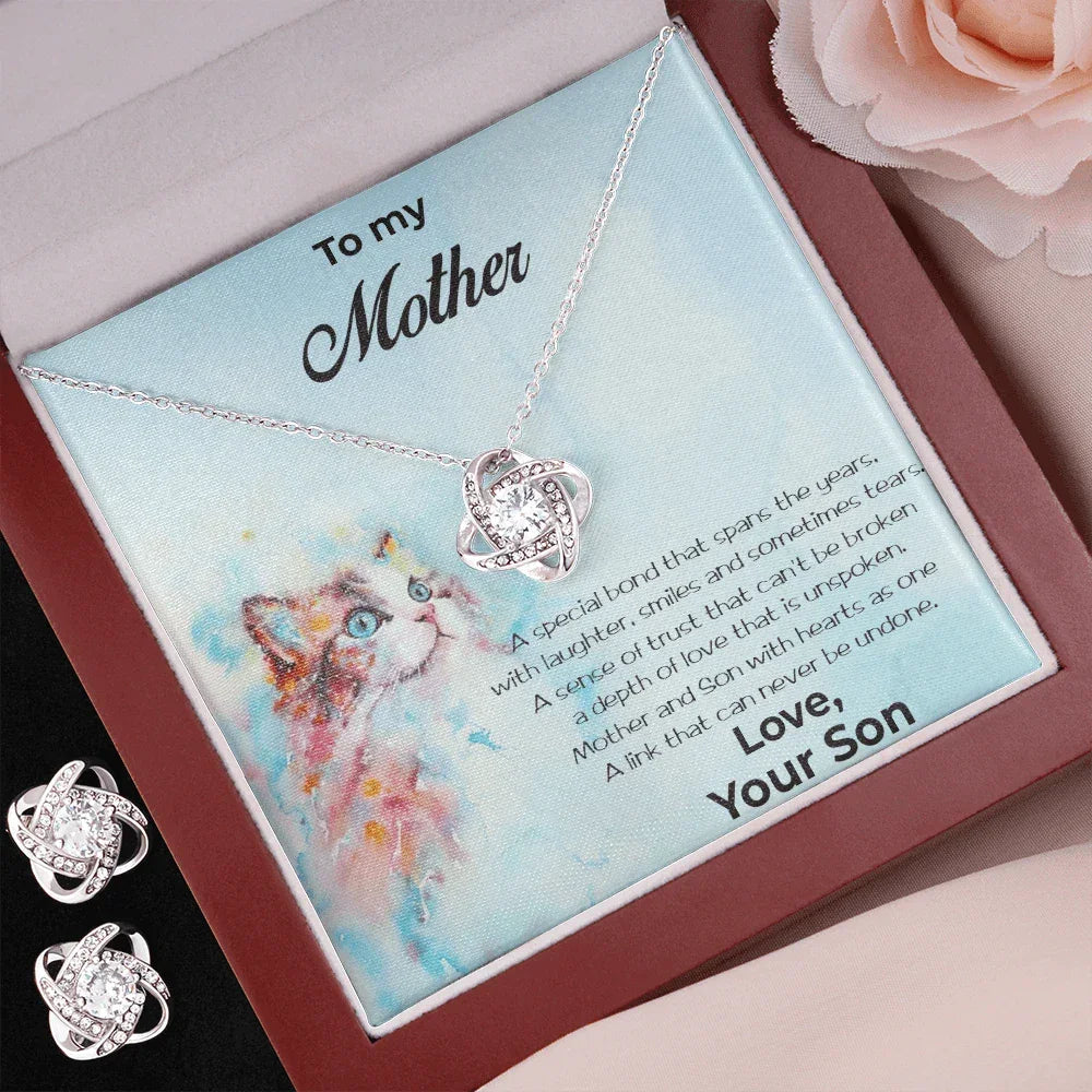 Gift for Mom from Son CZ Pendant Necklace Earring Set