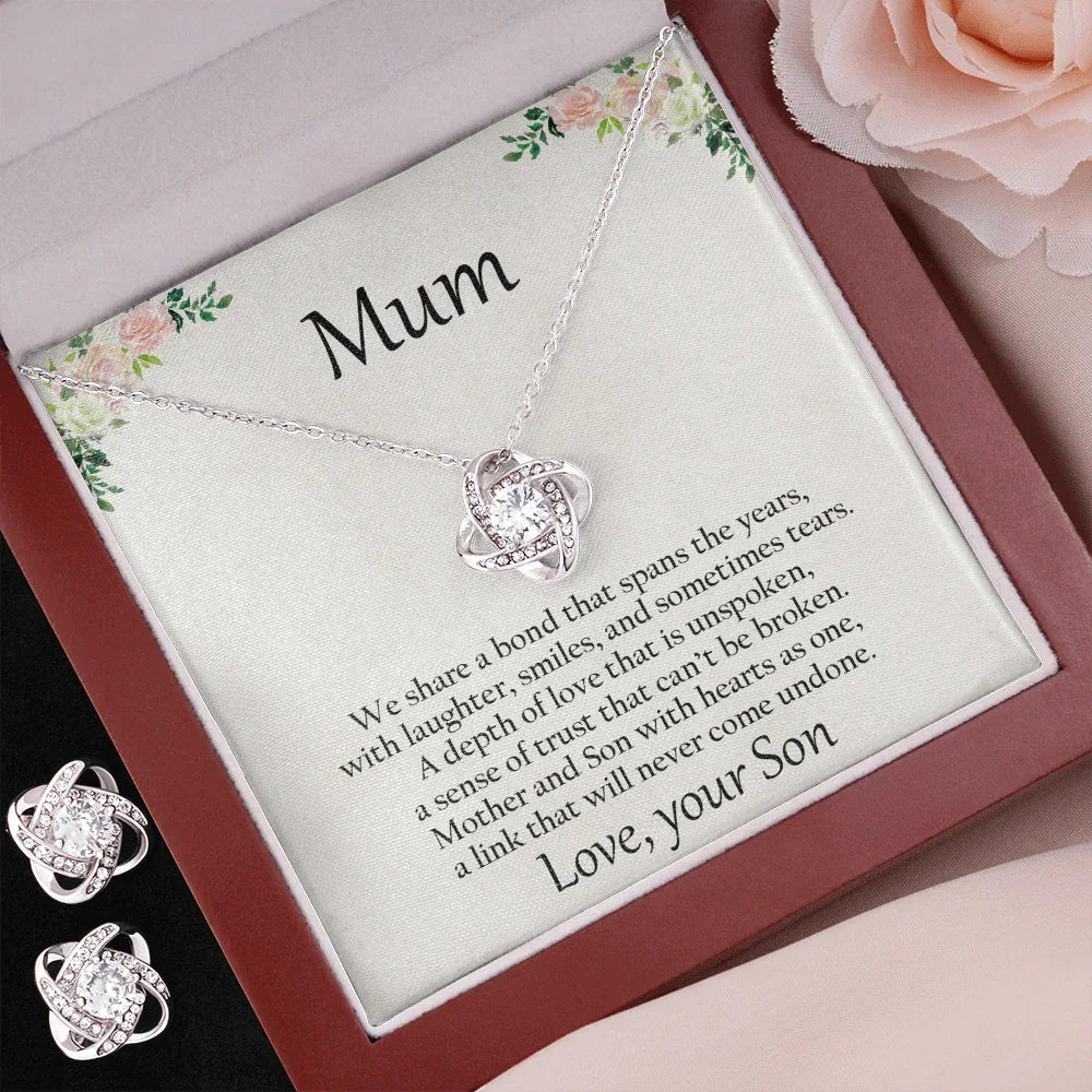 Gift for Mum from Son CZ Pendant Necklace Earring Set with Gift Box